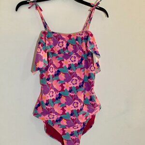 Girls One Piece Swim Suit Sz XL (14-16) Floral